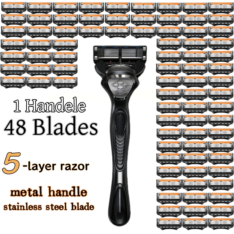 Men'S Grooming Blade - 남성용 5중날 수동 면도기, 교체용 면도날