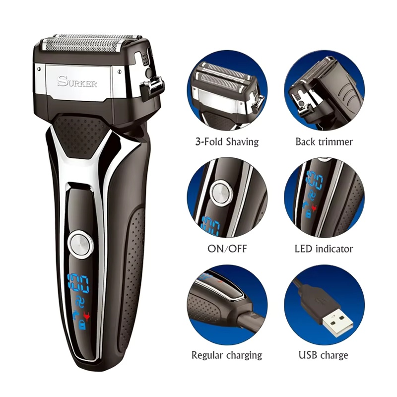 Men'S Grooming Blade - 남성용 Surker 전기 면도기 충전식 지능형